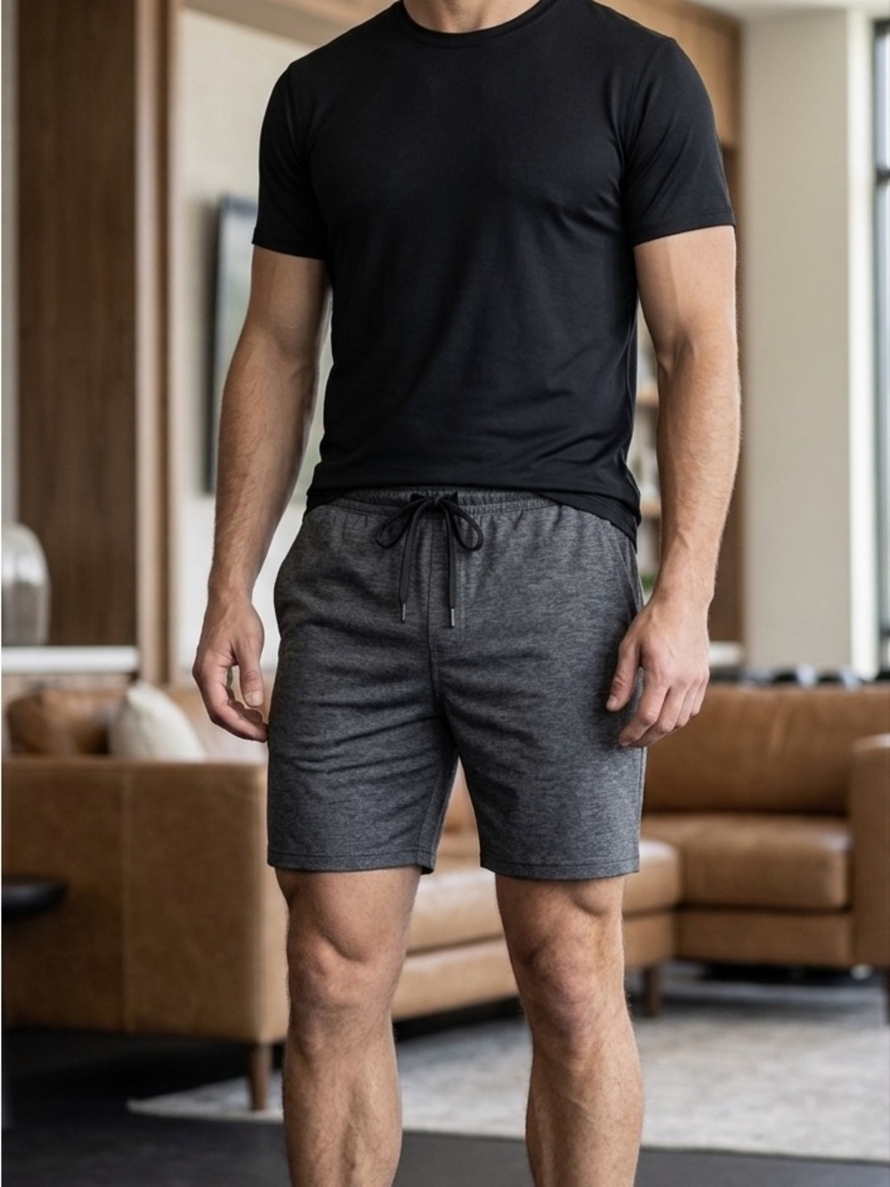 Xersion Men's Casual Drawstring Athletic Leisure Shorts - Charcoal Gray Size L
